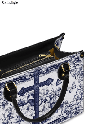 Catholight The Cross Amidst Blooming Faith Leather Bag