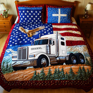 American Trucker Pride Quilt Bedding Set Special Line – Personalized Gifts for Trucker Lovers 03tglu240625-Homacus