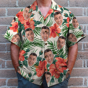 Custom Hawaiian Shirt and Beach Shorts, Gift For Him, Laughing Man - Hawaiian Shirts - GoDuckee