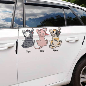 Personalized Gifts For Cat Lovers Car Decal, Funny Cat Hanging Climbing 03qhtn080724-Homacus