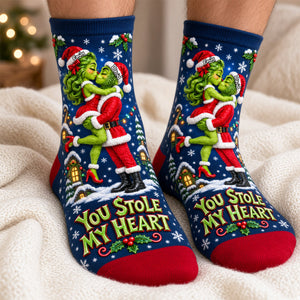 You Stole My Heart Middle Tube Socks - Personalized Gifts For Couple Socks 09TYDH170926