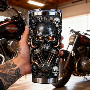 Fierce Skull Motorcycle Tumbler, Personalized Gifts For Bikers 04qhlu070126