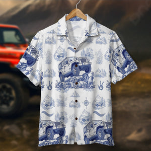 Hawaiian Shirt Gifts For Off-road Lovers, Vintage Toile Blue Pattern 02QHTN110625