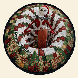Spooky Twist Christmas Quilted Round Mat Personalized Gifts For Couple 01TGDT011025