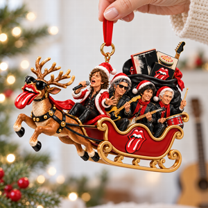 The Rolling Stones Funny Riding in A Santa Sleigh With Reindeer Acrylic Ornament - Personalized Christmas Gift For Rock Lovers 07naqn131026