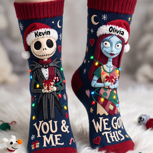 You And Me We Got This Spooky Christmas Couple Middle Tube Socks - Personalized Gifts For Couple Socks 03TYTA190926