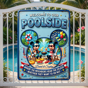 Welcome To Our Poolside Metal Sign - Personalized Gifts For Couples 05toqn180626