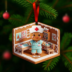 Nurse Gingerbread Christmas Wood Ornament - Personalized Gift For Nurses 06PGLU160825