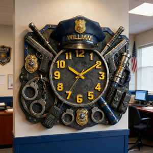 Police Hanging Wall Clock - Personalized Gifts For Police Officer 03tglu291225-Homacus