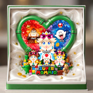 Heart Shape Retro Game Mom Acrylic Plaque - Personalized Gifts For Mother's Day Plaque 03HUDH170426