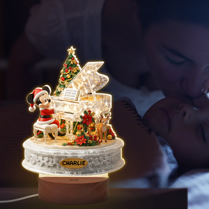 Personalized Gifts For Kids Christmas LED Light With Circle Wood Base 02palu100925