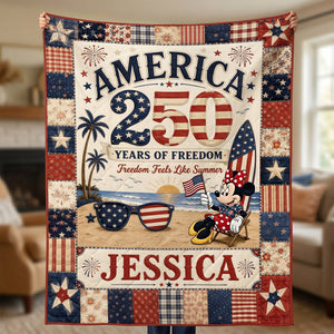 Freedom Feels Like Summer Blanket - Personalized Gifts For Patriots 01PATN040626