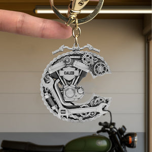 Motorcycle Mechanical Initial Letter Alphabet Keychain Personalized Gifts For Bikers 01qhtn200825
