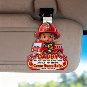 Firefighter Hero Dad - Custom Photo Acrylic Car Visor Clip Gifts For Dad 03HULU270526