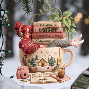 Just A Girl Lost In Books Ornament - Personalized Gifts For Book Lovers 05TTTA180926-Homacus