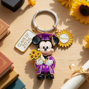 Sunflower Graduate Tag Keychain Personalized Graduation Gifts 02PADH070426
