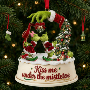 Mischievous Kiss Under The Mistletoe Acrylic Ornament - Personalized Christmas Gifts For Couples 04tolu030926