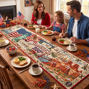 USA 250th Christmas Quilted Table Runner Personalized Gifts 01PADH220826