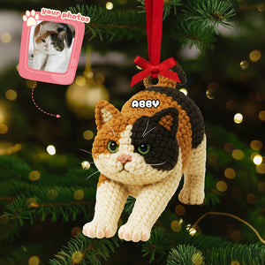 Cute Knitted Cat Ornament, Personalized Gifts For Cat Lovers 02qhta120925