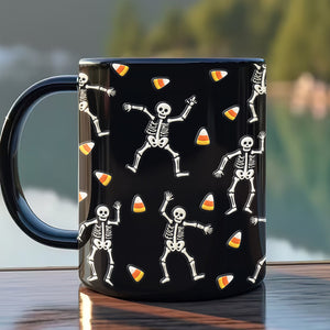 Slightly Subtle Halloween Skeleton Black Mug 03qhqn230825