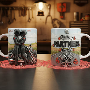 Biker Couple Coffee Mug - Personalized Gifts For Couple Coffee Mug 04NATA230126
