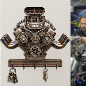 Drag Racing Engine Key Hanger - Personalized Gift For Biker 02NALU270625