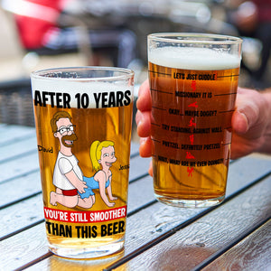 Playful Couple Beer Glass - Personalized Anniversary Gifts For Couples 02NALU140625