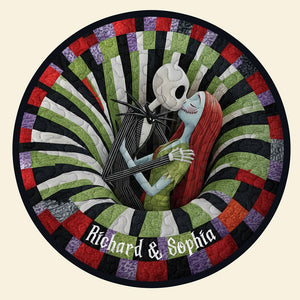 Spooky Love Quilted Round Mat - Personalized Gifts For Couple 03naqn240925