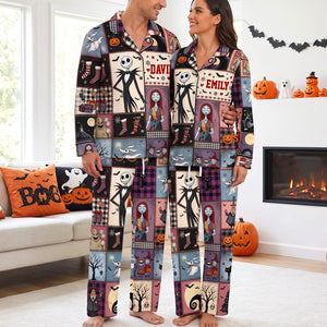 Mischievous Night Button Up Pajama Set - Personalized Gifts For Couple 06NAQN270826