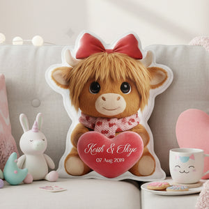 Highland Cow Valentine Custom Shaped Pillow - Personalized Gifts For Couple 03hyta161225