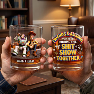 Friends And Drinks Round Glass - Personalized Gifts For Friends 03totn300626