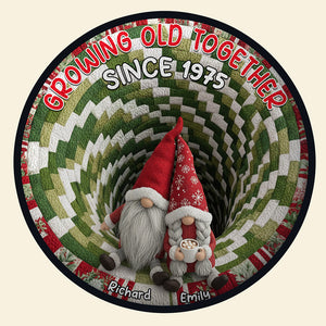 Gnome Couple Quilted Round Mat - Personalized Gifts For Couple 01naqn131025