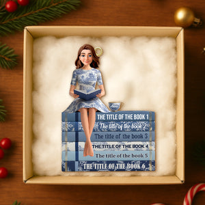 Toile de Jouy Reading Girl Christmas Ornament Personalized Gifts For Book Lovers 01ohtn041125