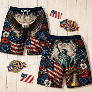 USA Patriotic Men's Beach Shorts - Personalized Gifts For Him 05totn040726