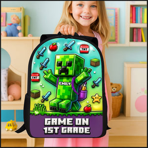 Green Pixel Hero School Bag - Personalized Gifts For Kids 02tgta070825