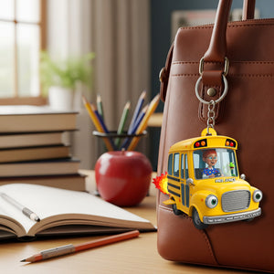 Adventure School Bus Acrylic Keychain - Personalized Custom Photo Gifts For Teacher 01NALU270825