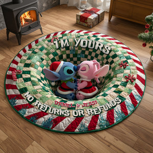 Kissing Alien Couple Round Mat - Personalized Christmas Gift For Couples 02NALU260925