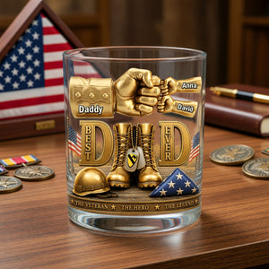 Veteran Dad's Greatest Victory Round Glass - Personalized Gift For Dads 04NAQN010626