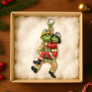 Playful Firefighter Couple Hanging Ornament, Personalized Gift For Firefighter Couple 03qhtn031025