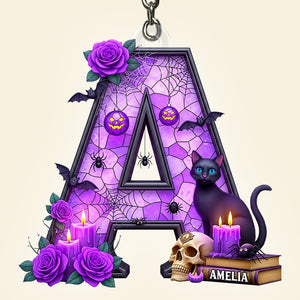 Alphabet Halloween Keychain Personalized Gifts For Cat Lovers 01PADT150825
