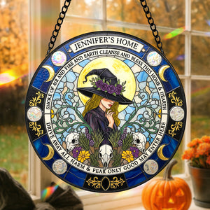 Blessings Witch House Stained Glass Suncatcher, Personalized Gifts For Witch Lovers 01qhtn080825