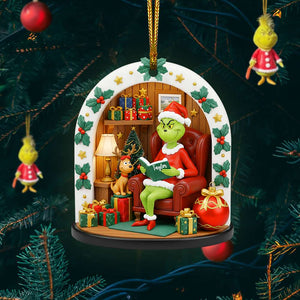 Grumpy Green Reader Ornament - Personalized Christmas Gifts For Book Lovers 04PGLU120825