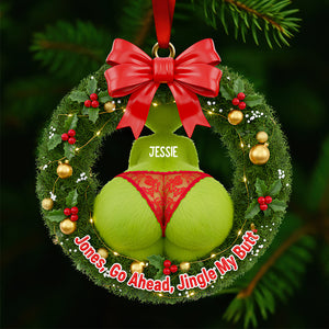 Funny Christmas Wreath Ornament Personalized Gifts For Couple 06NADT011025