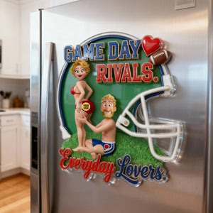 Game Day Rivals Couple Fridge Magnet - Personalized Gifts For Sporty Couple 01HUTN140126