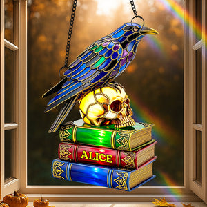 Raven & Skull Suncatcher Ornament Personalized Gifts For Book Lovers 01NADT140825