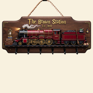 Fantasy Train Station Family Acrylic Key Hanger - Personalized Gifts For Family Key Hanger 01HUQN080526