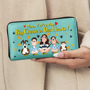 Personalized Gift For Mom Twill Faux Leather Wallet, Big Cheese In Our Heart 01XQLU070325PA - Leather Wallet - GoDuckee