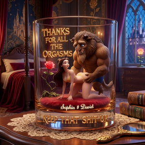 Naughty Fairytale Couple Round Glass - Personalized Gifts For Couples 01HULU270526