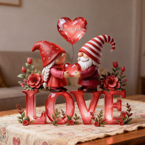 Sweet Gnome Couple Plaque - Personalized Gift For Couples 04PAMG280126