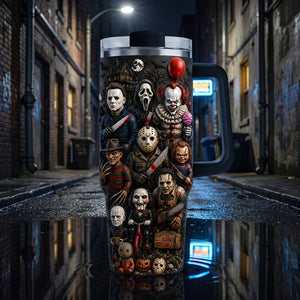 Spooky Colorful 40oz Tumbler With Handle - Personalized Gifts For Horror Lovers 02NATA280726